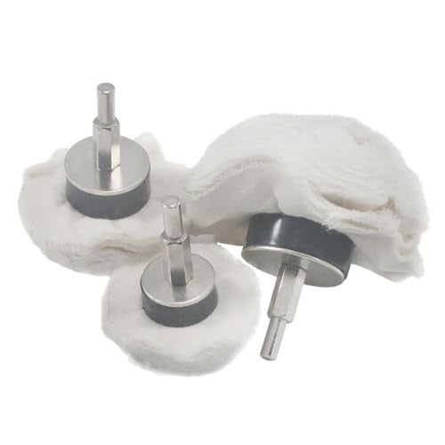 JUNLIXN 3 Pcs White Flannelette Polishing Ball 14 Shank Ball Shape Cotton Polishing Pads for Drill Rotary Tools - Image 1