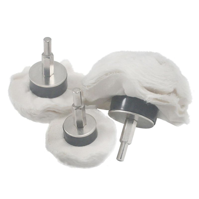 JUNLIXN 3 Pcs White Flannelette Polishing Ball 14 Shank Ball Shape Cotton Polishing Pads for Drill Rotary Tools - Image 3