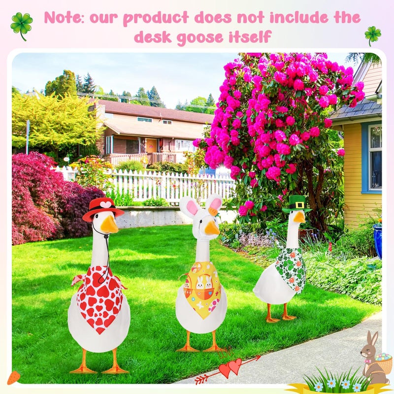 Shyyween 3 Set Valentine's Day Goose Outfit St. Patrick's Easter Bunny Lawn Porch Duck Costume 23" /17'' Holiday Patio Yard(Bib) - Image 4