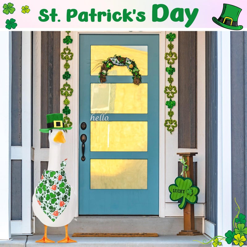 Shyyween 3 Set Valentine's Day Goose Outfit St. Patrick's Easter Bunny Lawn Porch Duck Costume 23" /17'' Holiday Patio Yard(Bib) - Image 5