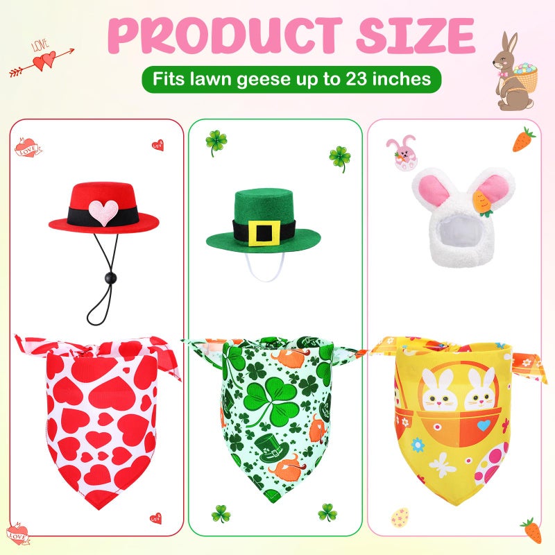 Shyyween 3 Set Valentine's Day Goose Outfit St. Patrick's Easter Bunny Lawn Porch Duck Costume 23" /17'' Holiday Patio Yard(Bib) - Image 2