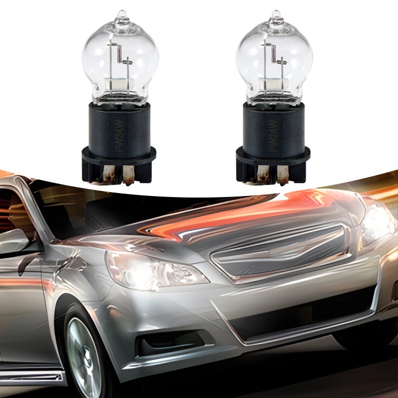 Flygun 2 PCS Car Halogen Fog Light Bulb PW24W 32003500K Clear Light Source UVresistant Quartz Glass Steering Brake Light Lighting Replacement Modification Accessory for Most Cars White