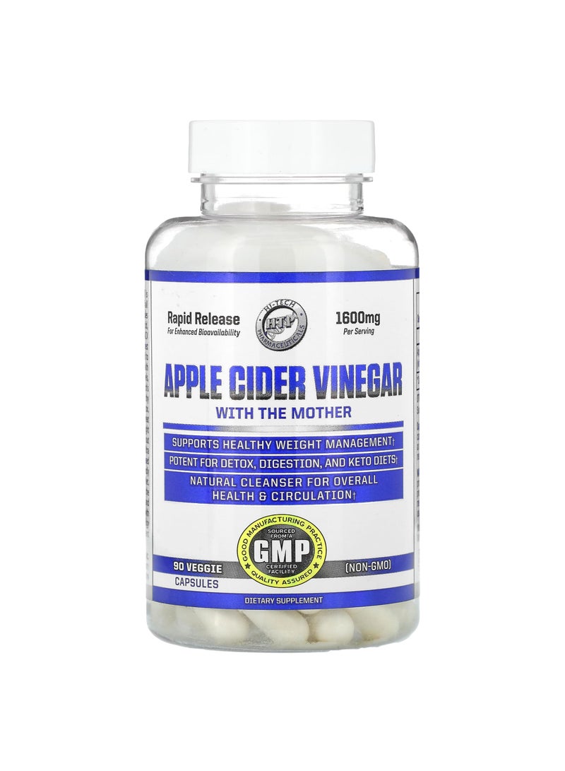 Apple Cider Vinegar With The Mother, Rapid Release, 90 Veggie Capsules (800 mg per Capsule)