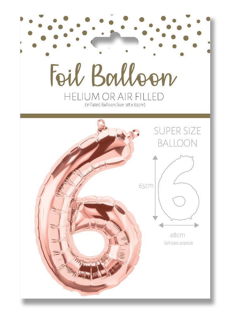 Number 6 Gore Gold Foil Balloon 65cm - Perfect for Celebrations Like Birthdays and Decor.