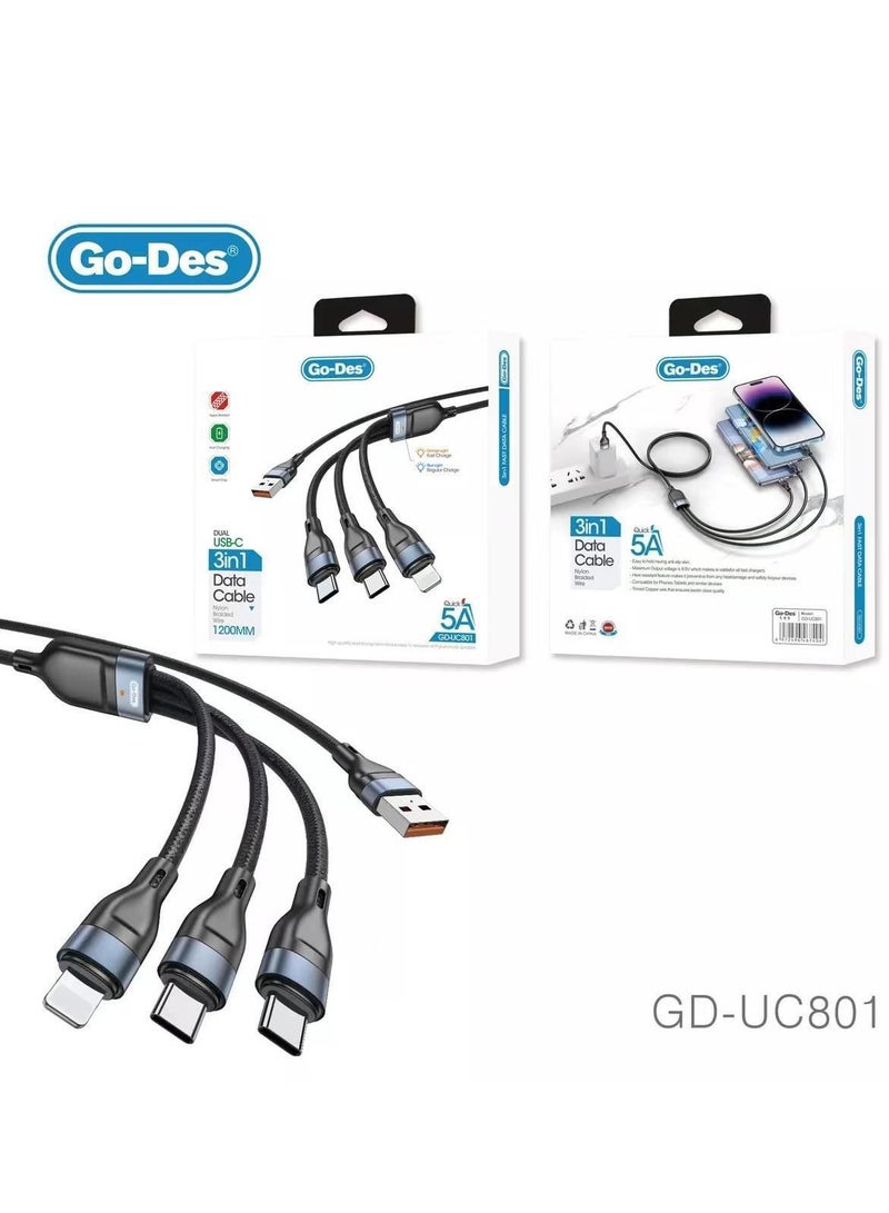 جو-ديز كابل سريع 3 في 1 USB-C