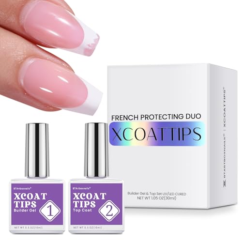 BTArtboxnails XCOATTIPS French Protecting DUO Builder Gel and Top Coat Set - Protect French Tips, No More Chipping - Image 1