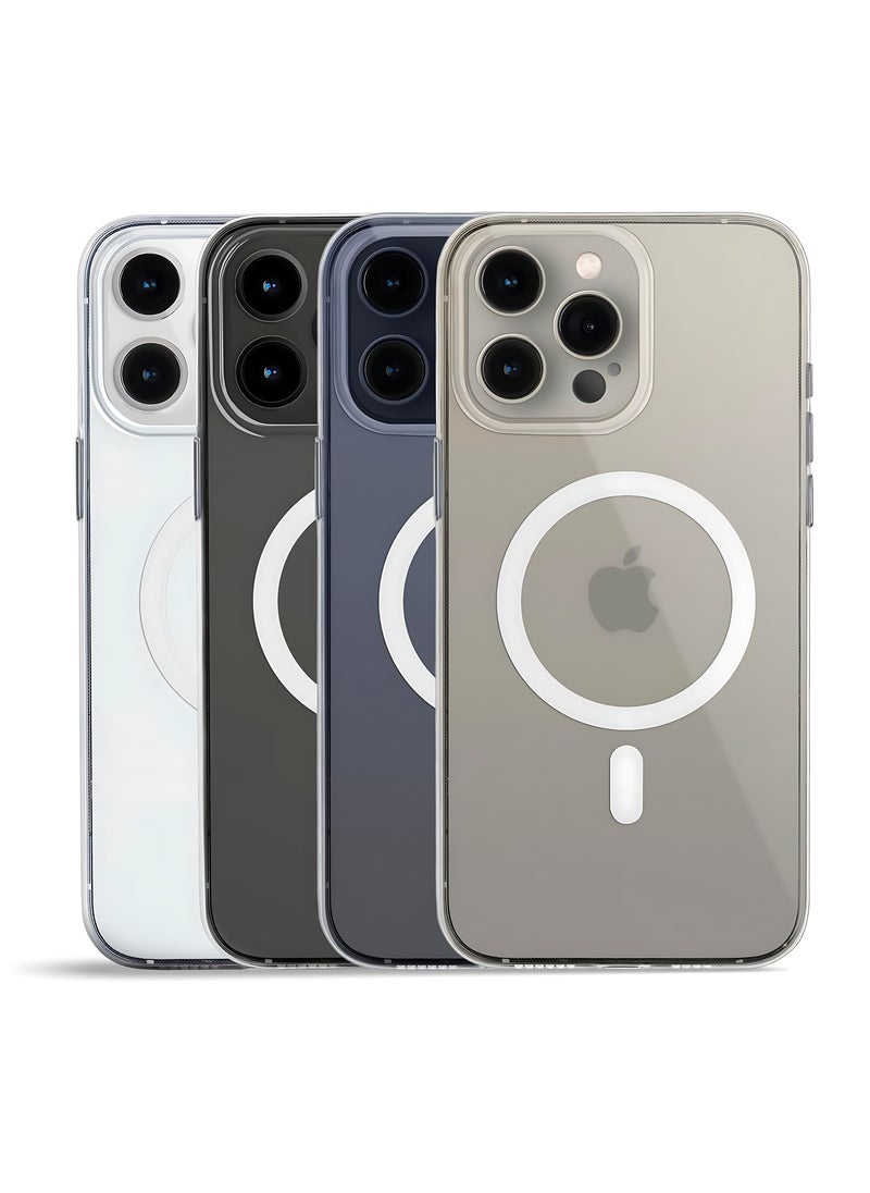 AJYAL - Clear Magnetic Case for iPhone 14 Pro [Magnetic Wireless Charging] Shockproof Phone Bumper Case, Anti-Scratch Classic Hybrid Case for iPhone 14 Pro [Clear Back] - Image 1
