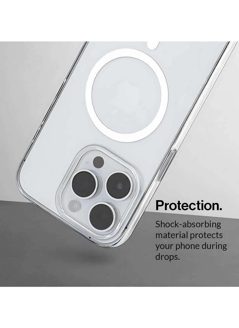 AJYAL - Clear Magnetic Case for iPhone 14 Pro [Magnetic Wireless Charging] Shockproof Phone Bumper Case, Anti-Scratch Classic Hybrid Case for iPhone 14 Pro [Clear Back] - Image 1