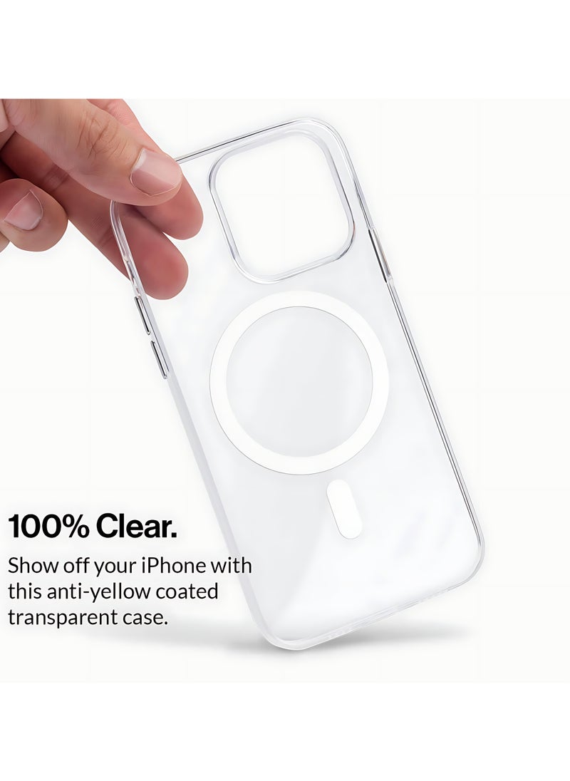 AJYAL - Clear Magnetic Case for iPhone 14 Pro [Magnetic Wireless Charging] Shockproof Phone Bumper Case, Anti-Scratch Classic Hybrid Case for iPhone 14 Pro [Clear Back] - Image 1