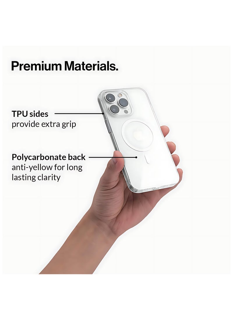 AJYAL - Clear Magnetic Case for iPhone 14 Pro [Magnetic Wireless Charging] Shockproof Phone Bumper Case, Anti-Scratch Classic Hybrid Case for iPhone 14 Pro [Clear Back] - Image 1