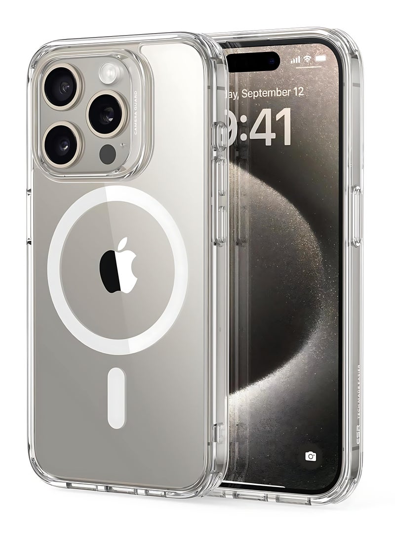 AJYAL - Clear Magnetic Case for iPhone 14 Pro [Magnetic Wireless Charging] Shockproof Phone Bumper Case, Anti-Scratch Classic Hybrid Case for iPhone 14 Pro [Clear Back] - Image 1