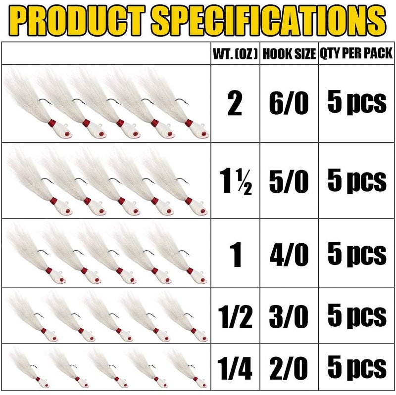 XFISHMAN Bucktail-Jigs-saltwater-Hair-Jigs-Head -Fishing-Lures-Assorted Kit - Image 2
