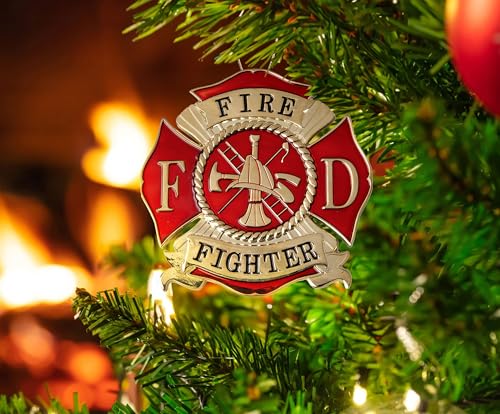 Allied Flag Firefighter Heroes Series Holiday Ornament - Officially Licensed Firefighter Medallion - Die Cast Metal - Image 3