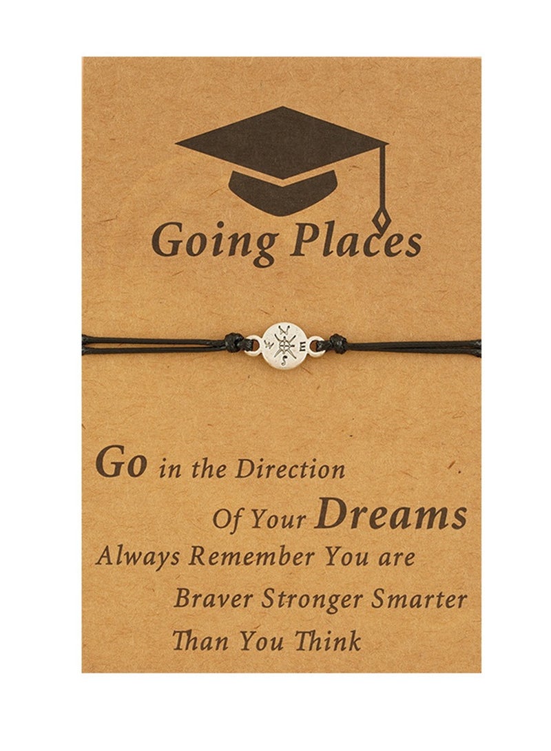 Zikra Boys Bracelet, Compass Bracelet Graduation Gift 2022 Compass Knit Adjustable Bracelet Ornament Graduation Card Bracelet for Seniors College High School for Best Friend and Daughter - Image 1