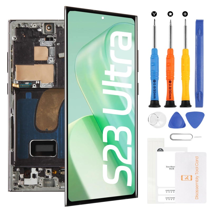 Yondista شاشة AMOLED لجهاز سامسونج جالاكسي S23 ألترا بديل شاشة SMS918U S918A S918W مع إطار باللون الأسود نسخة الولايات المتحدة - Image 2