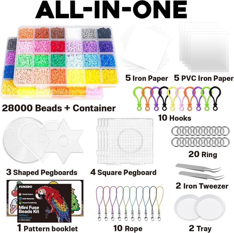 FUNZBO 28000 2.6mm Mini Size Fuse Beads Set - 48 Colors, Toys and Crafts, Arts and Crafts, Kids Room Decorations, Gifts for Girls, Boys, Kids and Teens (Non Standard Size) - Image 2