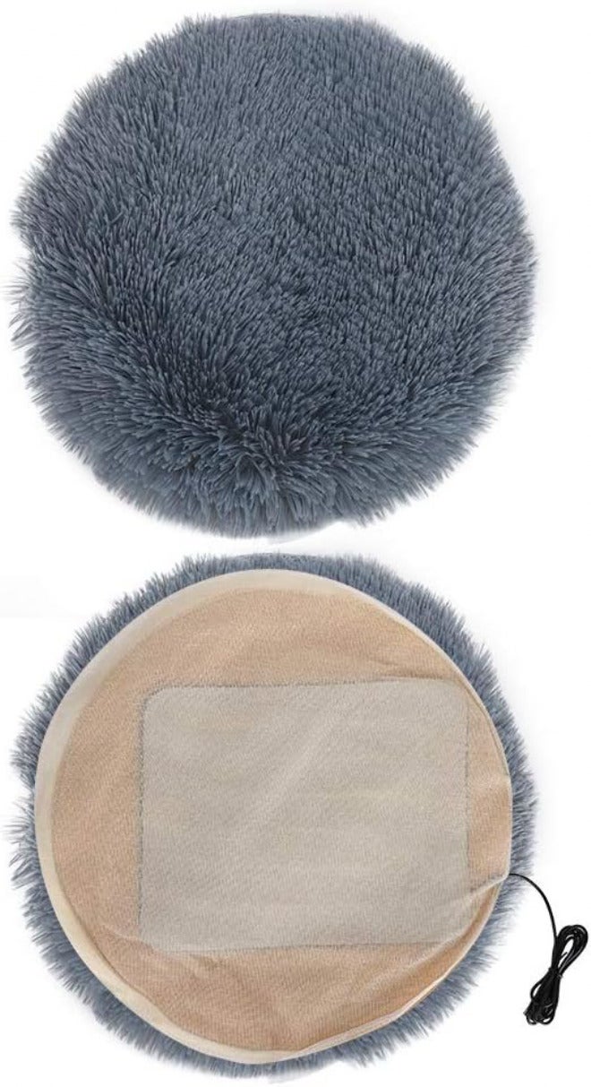 Plush Electric Blanket Heating Mat USB Pet Winter Mat 15.7" Silver Gray for Cats Small Dogs (Silver Grey) - Image 5