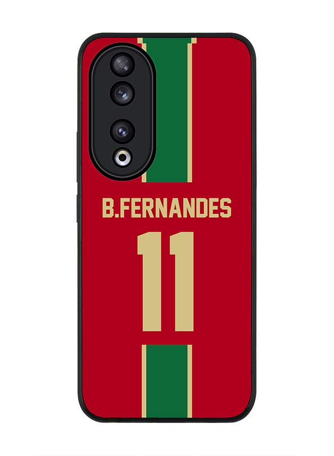 Stylizedd Rugged Black edge case for Honor 90 5G, Slim fit Case Flexible Anti Drop TPU Gel Thin Cover - Football Team - Portugal, Player Name - B.Fernandes - Image 1