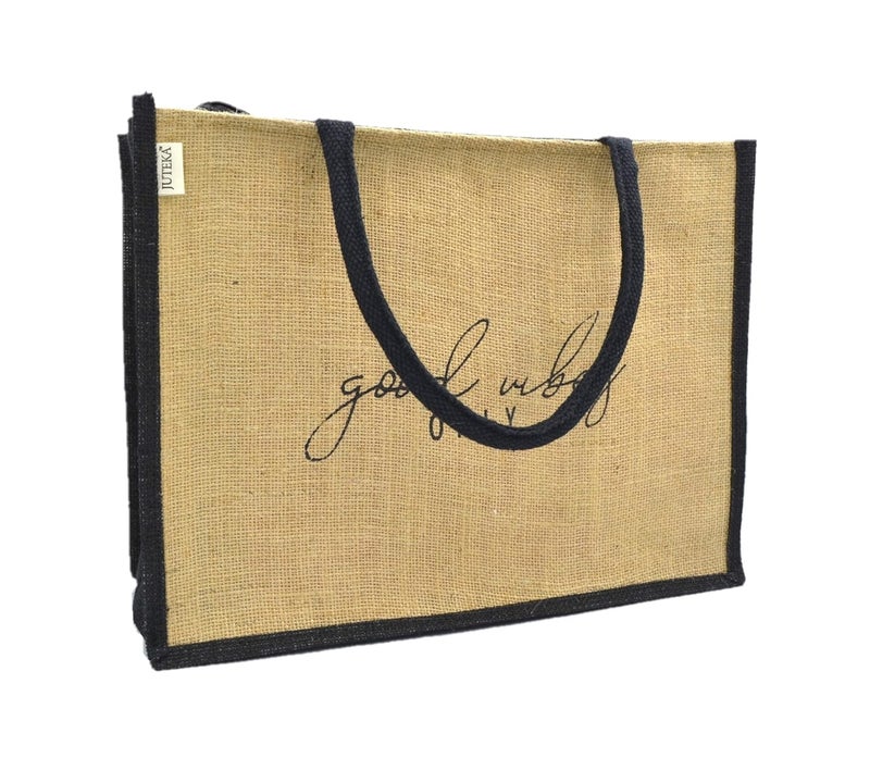 JUTEKA quote printed Jute Bag for Lunch, Office, Grocery, Picnic, Tiffin, Shopping Hand Bag with padded cotton handles… - Image 1