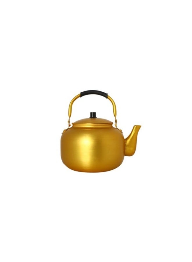 Chinese Style Tea Coffee Pot 2 Liters Gold Color - Decorative Metal Beverage Server with Arch Handle, Premium Serveware for Wedding & Home Decor