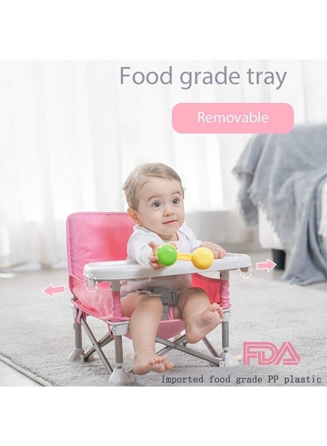 Arabest Baby Floor Seat Baby Seat with Tray Foldable Baby Seat Suitable for Eating, Playing, Beach, Picnic Garden (pink) - Image 4