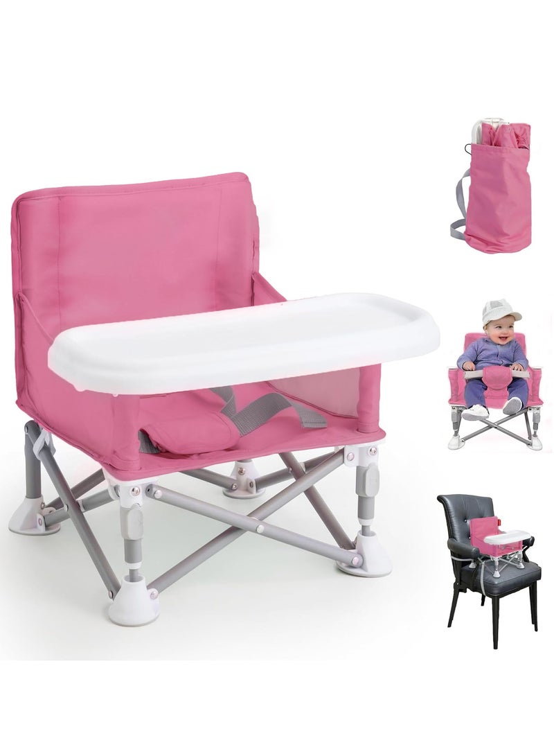 Arabest Baby Floor Seat Baby Seat with Tray Foldable Baby Seat Suitable for Eating, Playing, Beach, Picnic Garden (pink) - Image 1