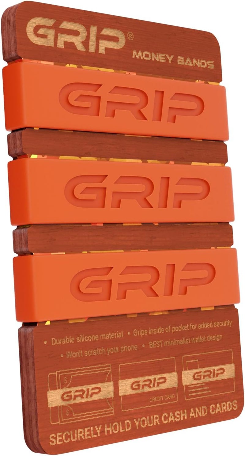 Grip Money Bands (Pack of 3) - ORANGE - Premium Silicone Band for Cash & Cards - Slim & Durable Design - Image 2