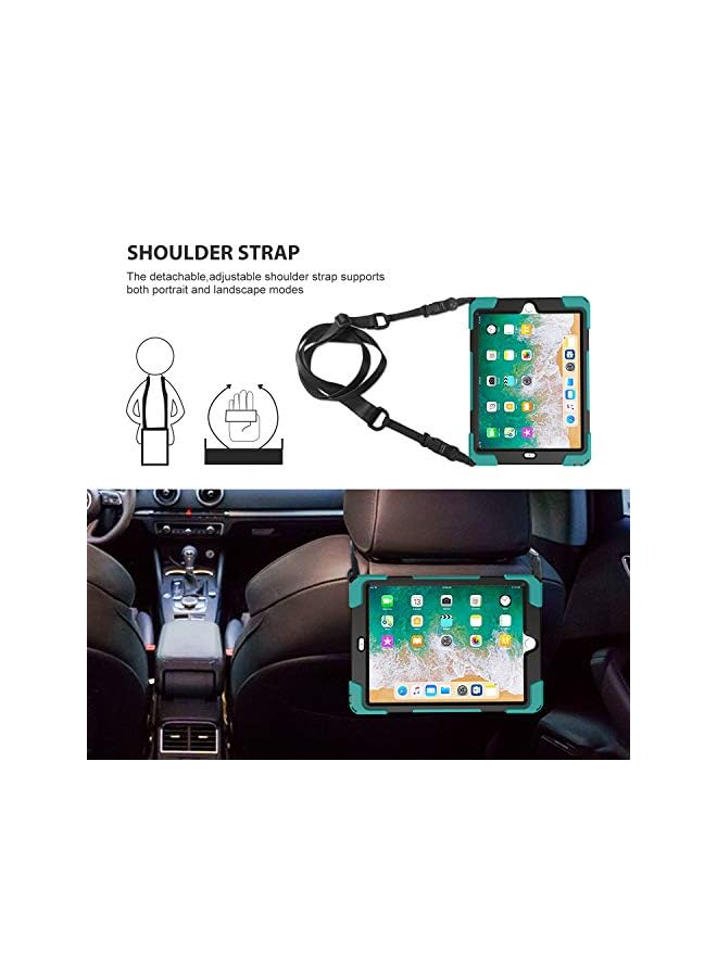 Procases Ipad 9.7 2018 2017 (6Th / 5Th Gen) Rugged Case With Hand Strap, Shockproof Heavy Duty Protective Case Cover, With 360 Degree Rotating Kickstand Shoulder Strap -Teal - Image 3
