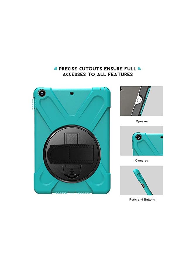 Procases Ipad 9.7 2018 2017 (6Th / 5Th Gen) Rugged Case With Hand Strap, Shockproof Heavy Duty Protective Case Cover, With 360 Degree Rotating Kickstand Shoulder Strap -Teal - Image 4