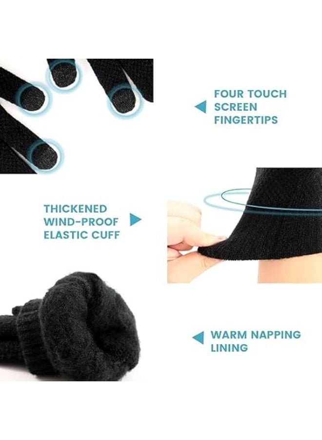 Winter Gloves for Men, Women Cold Weather Thermal Warm Knit Glove, Windproof Thermal Insulated Gloves, Good Elasticity, Stylish Design, for Hiking, Skiing, Running, Cycling - Image 5