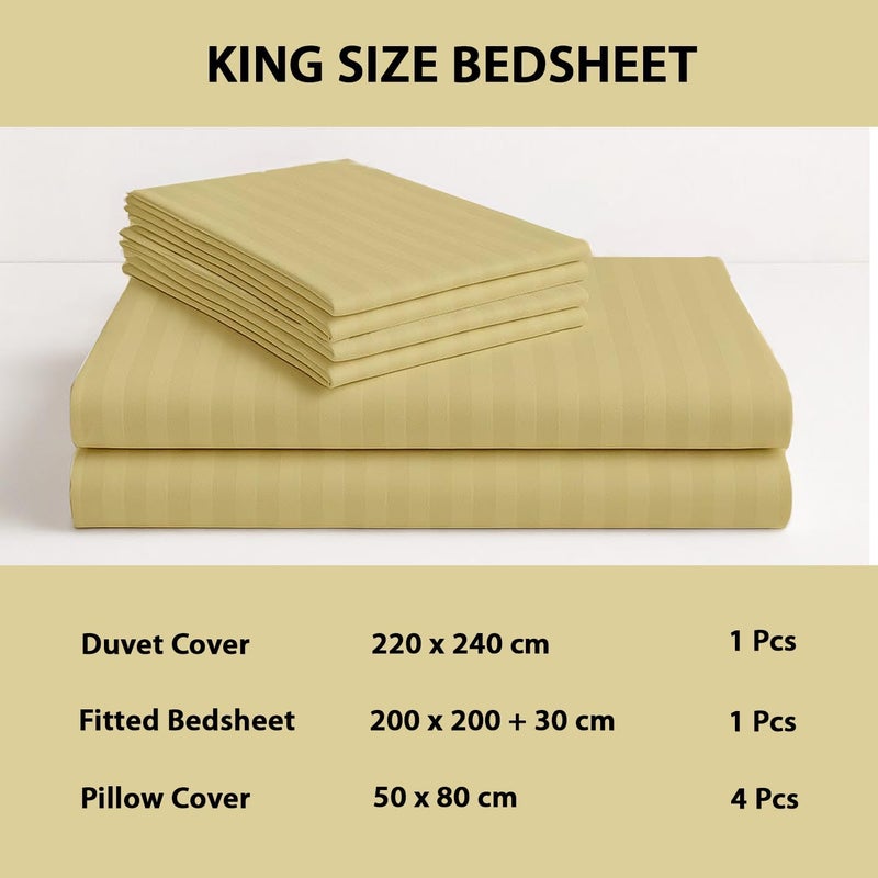MOONCEE 6Pcs Bed Sheet King Size Set With Duvet Cover 220x240 Microfiber Bed Sheets Bedding Set Includes 1 Fitted Sheet, 1 Quilt Cover & 4 Pillows Cases (6Pcs Duvet Cover Set- King, Gold) - Image 5