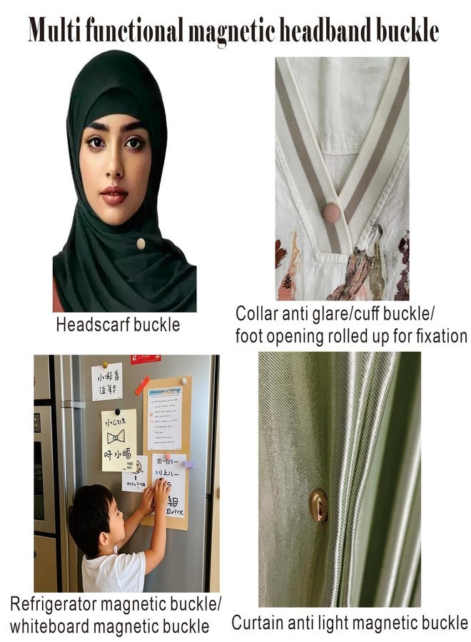OYTKWU Strong magnetic headscarf pin,Multi-Use Hijab Magnetic buckle,Safety Pins，used for shawls, shirts, clothes, trouser legs，scarves (4 pairs of matte) Natural colours - Image 3