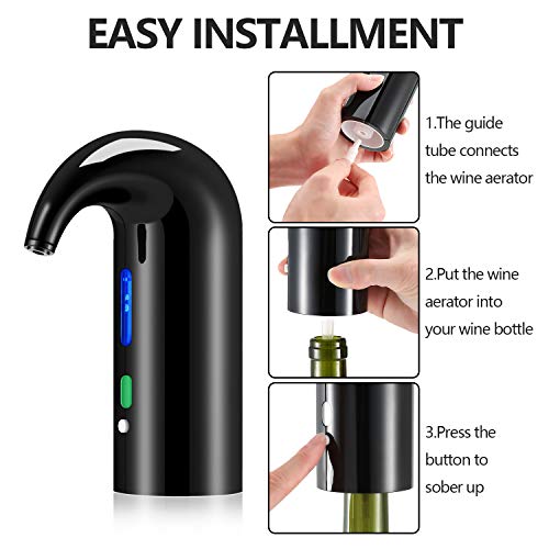 JIFAR Electric Wine Aerator & Automatic Wine Dispenser – 1-Button Instant Aeration, Decanter Wine Pourer for Red & White Wine, USB Rechargeable Wine Accessories – Best Wine Valentines Gift for Women & Men - Image 5