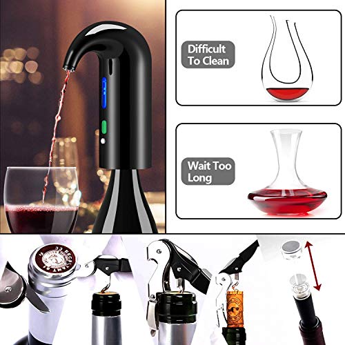 JIFAR Electric Wine Aerator & Automatic Wine Dispenser – 1-Button Instant Aeration, Decanter Wine Pourer for Red & White Wine, USB Rechargeable Wine Accessories – Best Wine Valentines Gift for Women & Men - Image 2