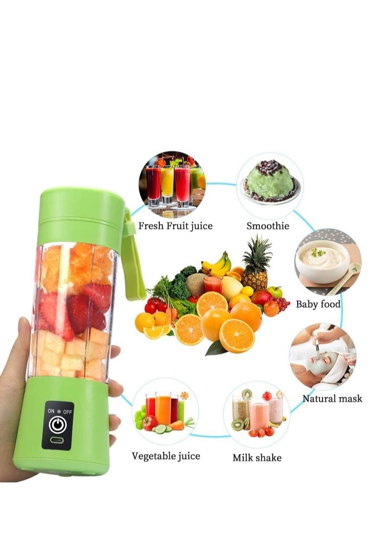 ELTRAZONE - Portable Blender Cup,Electric USB Juicer Blender,Mini Blender Portable Blender For Shakes and Smoothies, Juice,380ml, Six Blades Great for Mixing,Green - Image 1