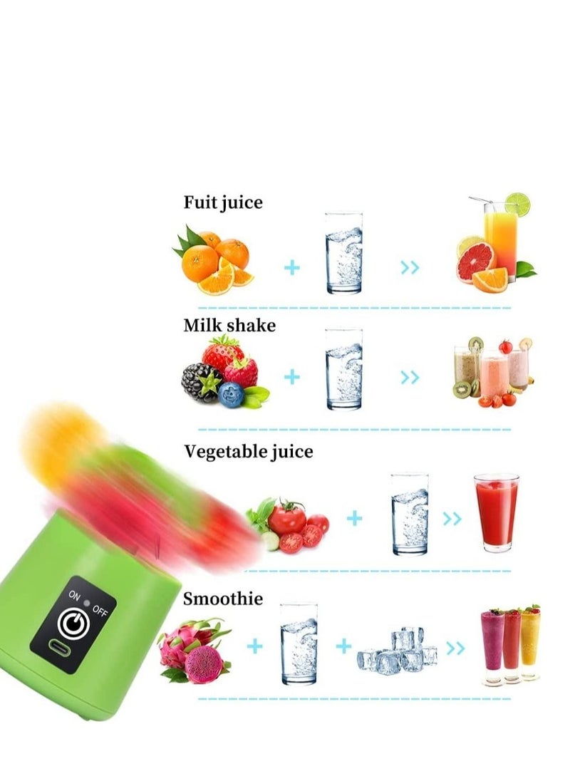 ELTRAZONE - Portable Blender Cup,Electric USB Juicer Blender,Mini Blender Portable Blender For Shakes and Smoothies, Juice,380ml, Six Blades Great for Mixing,Green - Image 1