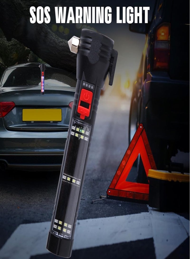 Maksone All-in-1 Car Safety Hammer Flashlight, Emergency Escape Tool with Seat Belt Cutter, Window Breaker, USB Charging, Magnet, Compass, Solar Powered, Strobe SOS, Multi-Function LED Work Light - Image 3