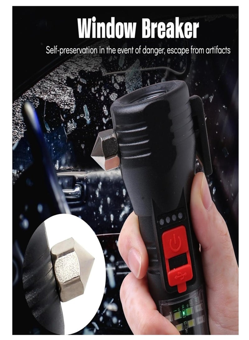 Maksone All-in-1 Car Safety Hammer Flashlight, Emergency Escape Tool with Seat Belt Cutter, Window Breaker, USB Charging, Magnet, Compass, Solar Powered, Strobe SOS, Multi-Function LED Work Light - Image 5