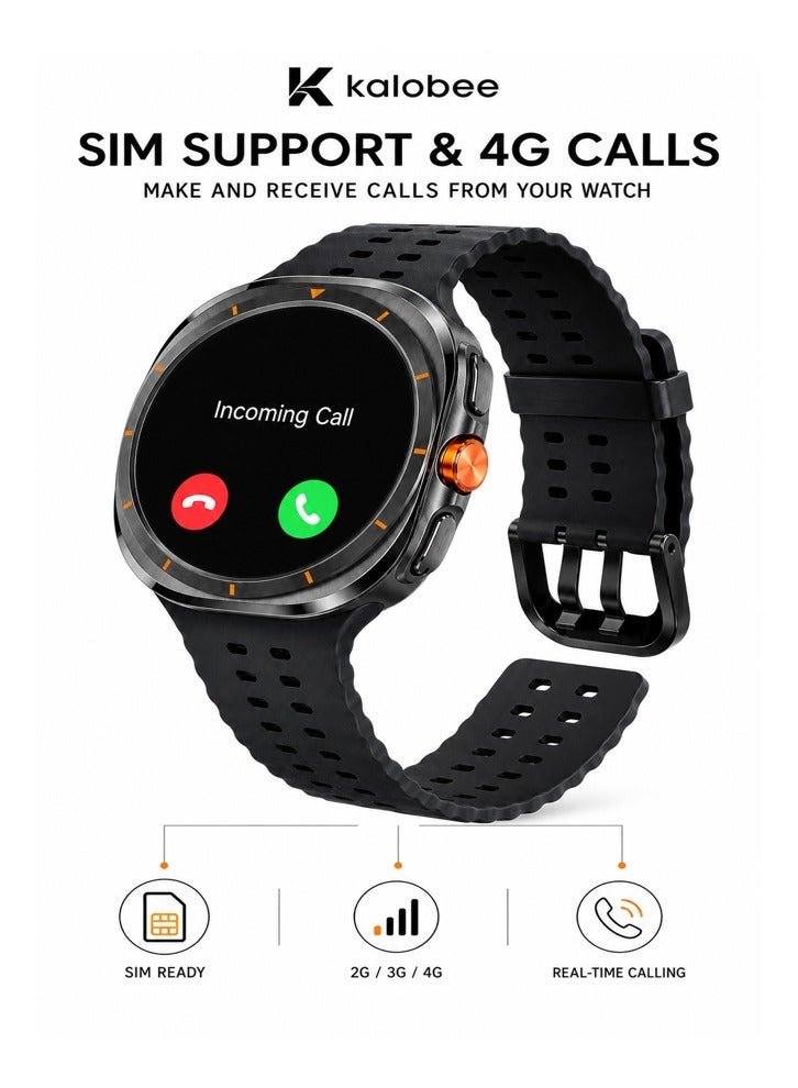 Kalobee AMOLED Smartwatch with GPS and Bluetooth Calling Black Featuring Multi Straps - Image 3