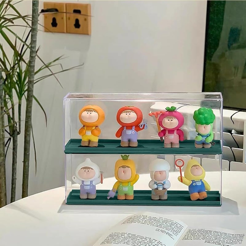 Funvalley Surperfect Clear Acrylic Display Case for Mini Pop Figures,Desktop Storage Cabinet Organizer for Doll Toy Collectibles, Action Figures, Mini Figurines Dustproof Protection (Dark Green) - Image 5