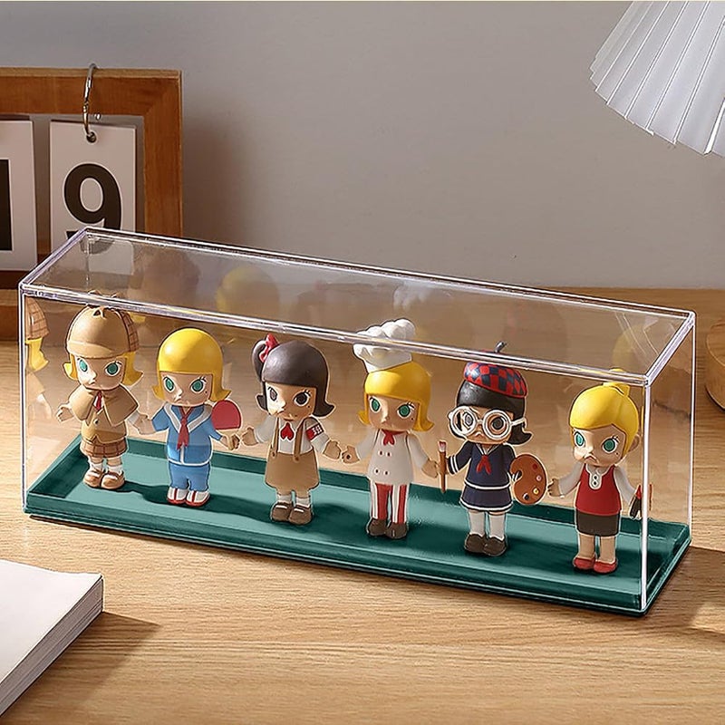 Funvalley Surperfect Clear Acrylic Display Case for Mini Pop Figures,Desktop Storage Cabinet Organizer for Doll Toy Collectibles, Action Figures, Mini Figurines Dustproof Protection (Dark Green) - Image 4