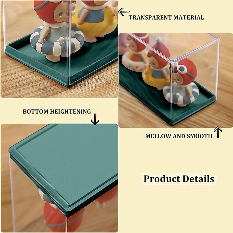 Funvalley Surperfect Clear Acrylic Display Case for Mini Pop Figures,Desktop Storage Cabinet Organizer for Doll Toy Collectibles, Action Figures, Mini Figurines Dustproof Protection (Dark Green) - Image 3