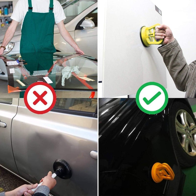 WFPOWER Yellow Suction Cup Dent Puller Handle Lifter 5inch Dent RemoverHeavy Duty Glass Lifting Suction Cup with Small Suction Cup - Image 4