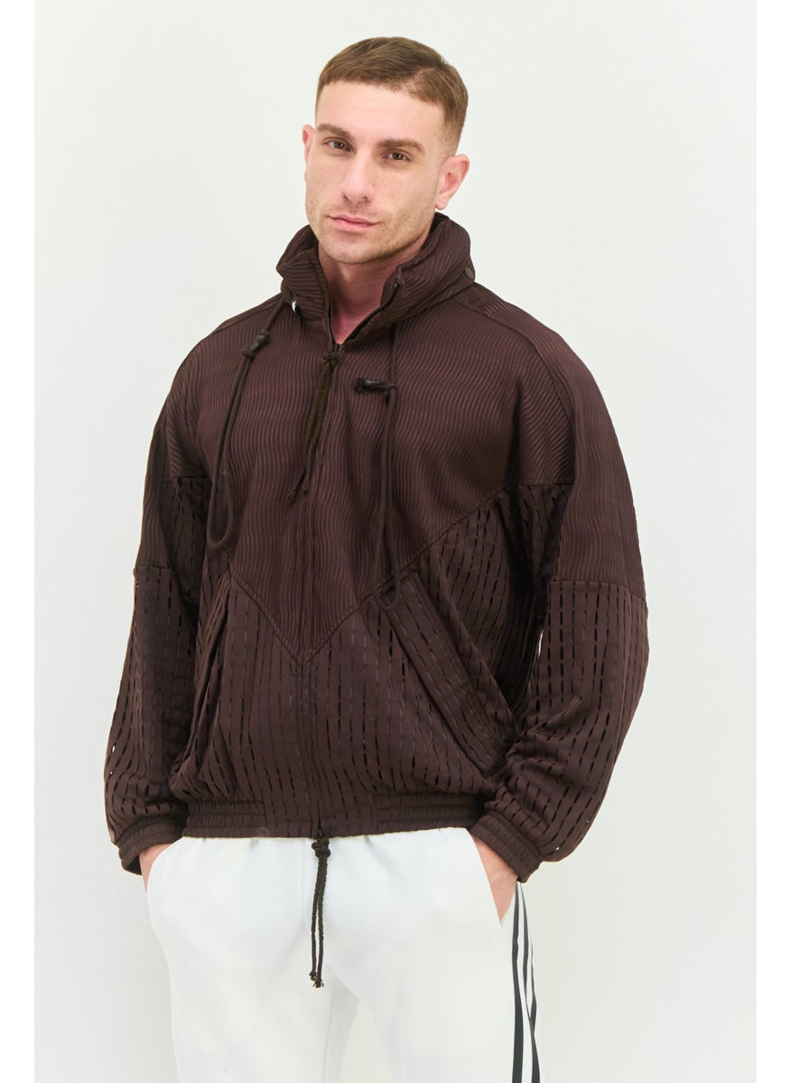 adidas Originals Men Sportswear Fit Long Sleeve Outdoor Jacket, Dark Brown  - Image 1