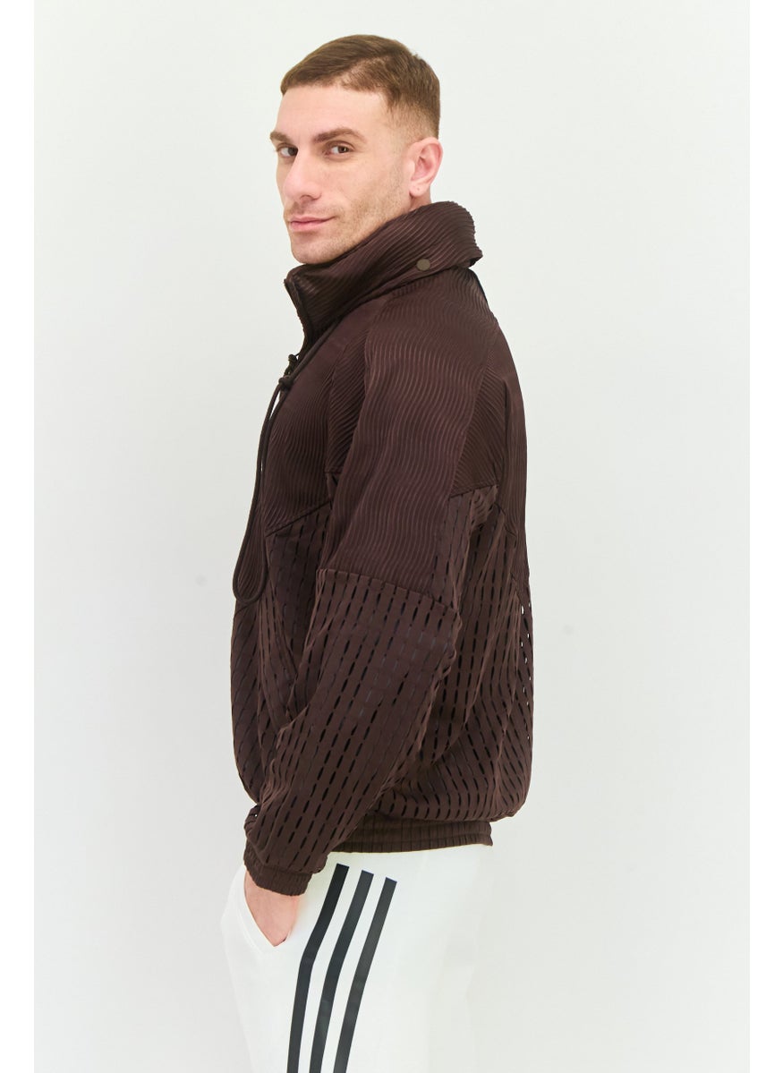 adidas Originals Men Sportswear Fit Long Sleeve Outdoor Jacket, Dark Brown  - Image 2