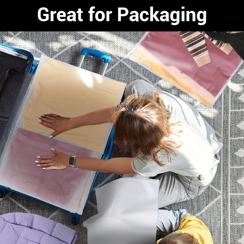 Svaldo أكياس ملابس، 50 قطعة مقاس 20×24 بوصة أكياس بلاستيكية بسحاب غير لامعة كبيرة جدًا للملابس، فستان سترة، حقيبة ظهر، بطانية، تغليف وشحن التي شيرت، 3 مل، مع فتحات تهوية - Image 4