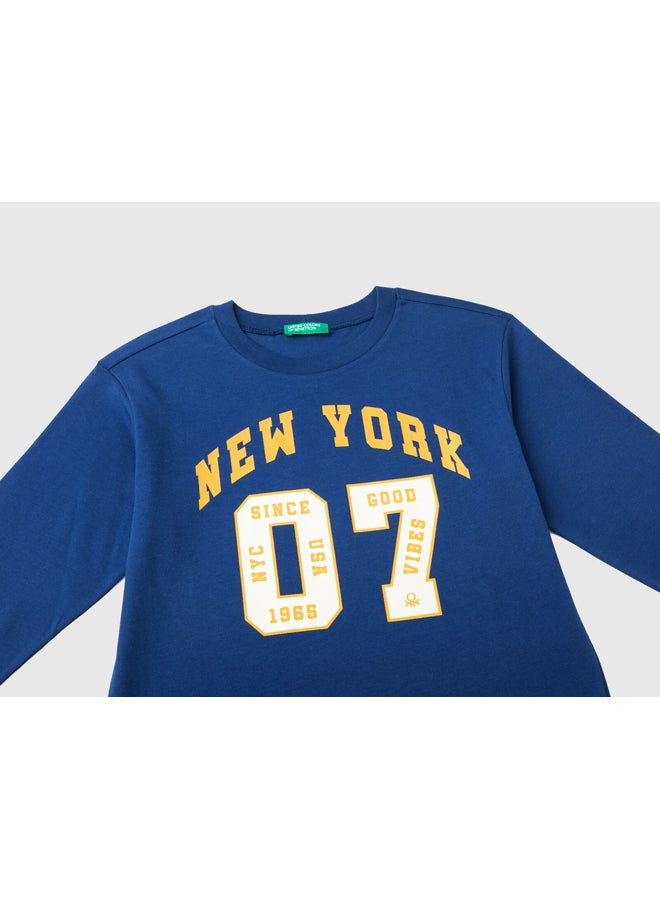بينيتون تيشيرت أولاد نيويورك مطبوع بأكمام طويلة - Image 3