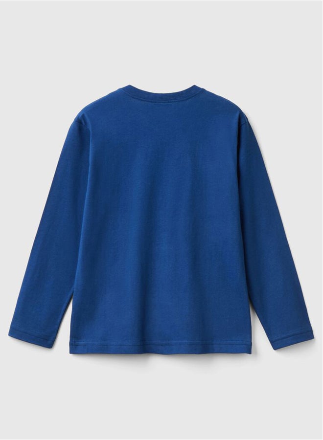 بينيتون تيشيرت أولاد نيويورك مطبوع بأكمام طويلة - Image 2