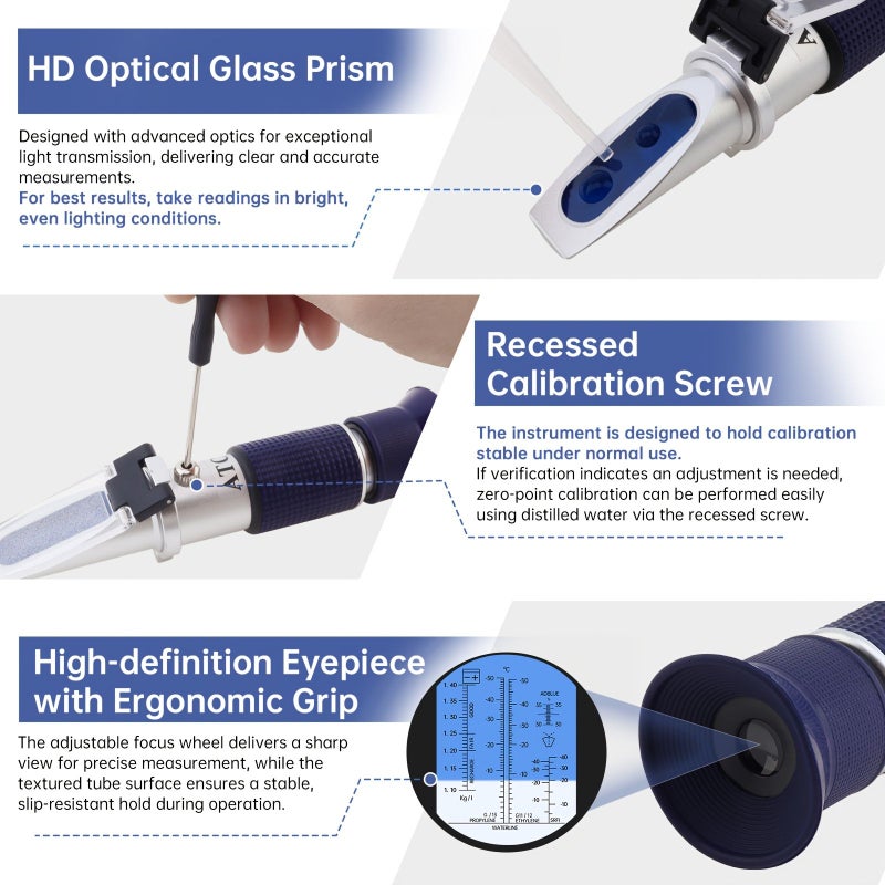 Blue Five in One Multifunctional ATC Tester Coolant Refractometer Kit - Image 2