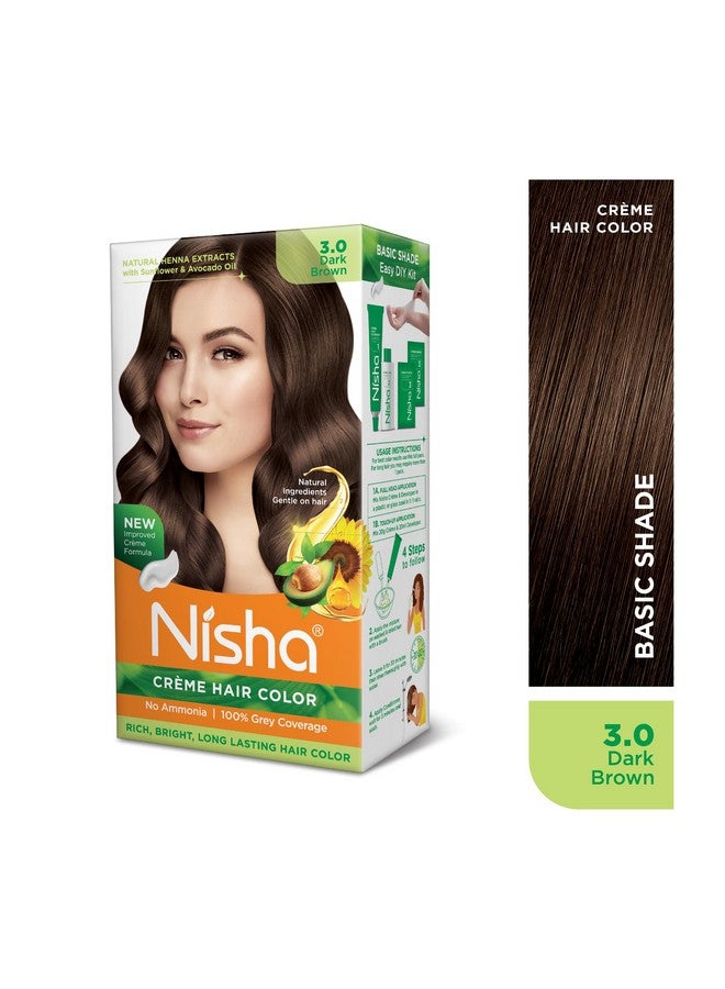 Nisha Creme Hair Colour 3 Dark Brown (60Gm + 60Ml + 18Ml Nisha Conditioner With Natural Herbs 100% Grey Hair Coverage) Pack Of 2 - Image 2
